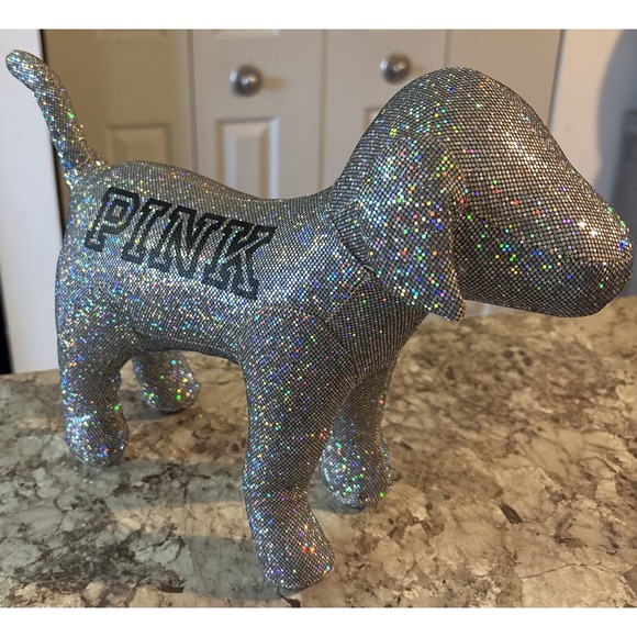 2017 Victoria's‎ Secret Pink Iridescent Glitter Bling Collectible Giant Mini Dog - Picture 2 of 16